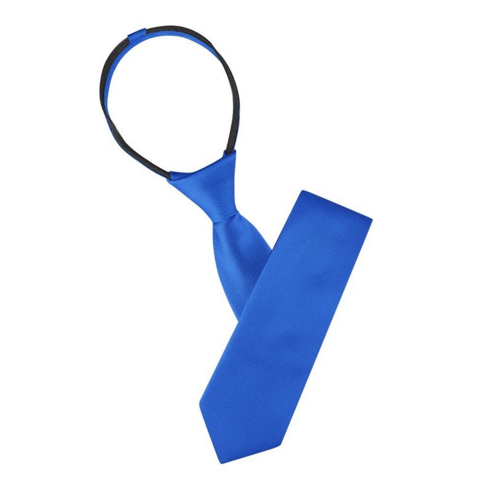 Men's Skinny Pretied Zipper Ties Adjustable Wedding Groom Tie Royal Blue